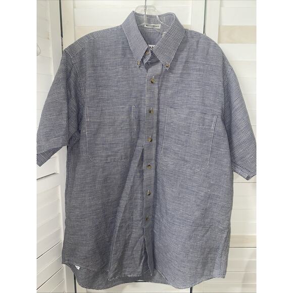 Vintage 90s Savane Shirt Men’s Deep Dye No Wrinkle Button Up Shirt Checked Med - Picture 1 of 8